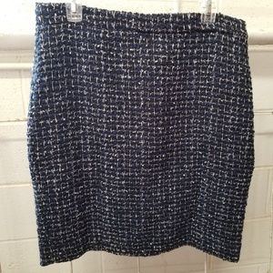 J. Crew Black Navy Wool Blend 12 Pencil Skirt